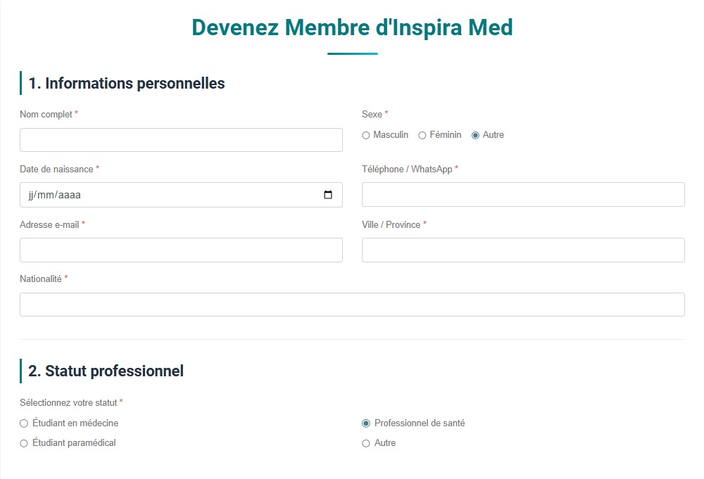 Formulaire adhésion